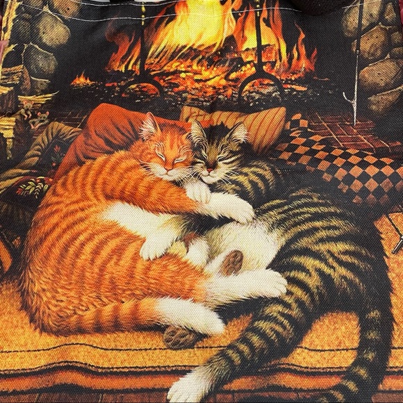 Eco-Friendly Sleeping Tabby Cats in Love Folding Tote Bag - Picture 5 of 12